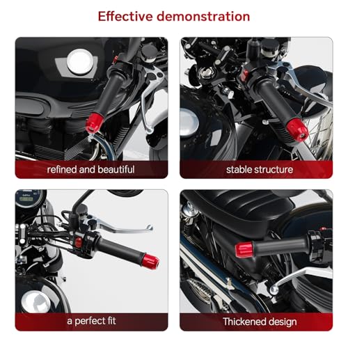 Motorcycle Bar Ends Plug For GSXR600 GSXR750 GSXR1000 R7 R6 R3 R9 R1 CBR650R CBR600RR CBR1000RR CRF1000L CBR600 F1/F2/F3/F4 MT07 MT09 RSV4 RS660 14-22mm CNC Handlebar Bar End Plugs Caps - color: Red