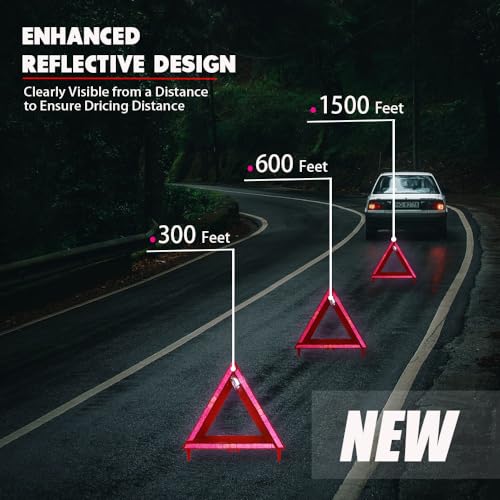 Warning Triangle Sign DOT Approved 3PK,Reflective Warning Road Safety Triangle Kit for Truck,49 CFR Part 571.125 (FMVSS 125) US