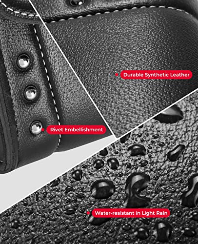 KEMIMOTO Motorcycle Windshield Bag 10" Windscreen Studded Pouch Compatible with Road King 1995-2019 2020 2021 2022 2023 2024 Softail Storage Tool