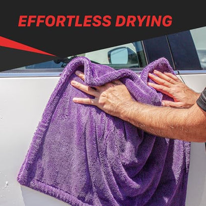 Maxshine 24" x 36" Universal Purple Duo Twisted Microfiber Towel (1200GSM) – Large, Plush, Rinse-Free Double-Sided Drying Towel – Super Absorbent Microfiber for Drying - size: 24" x 36" Purple