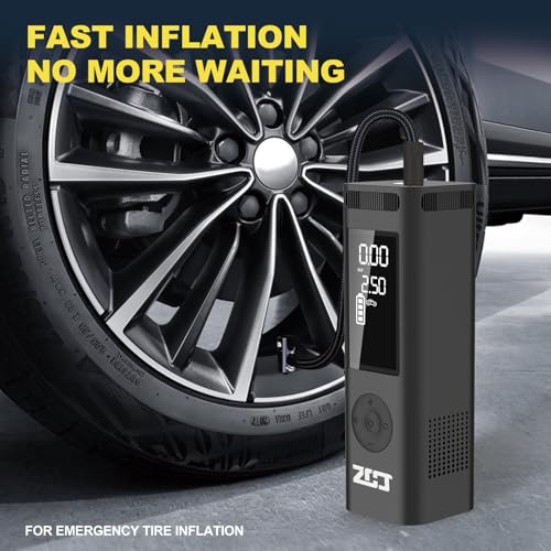 Tire Inflator Portable Air Compressor, 150PSI Faster Cordless Air Pump with Auto Shut-Off Function for Car, Motorcycle, Bicycle Balls with Digital Pressure Gauge 6000mAh Battery LED Light