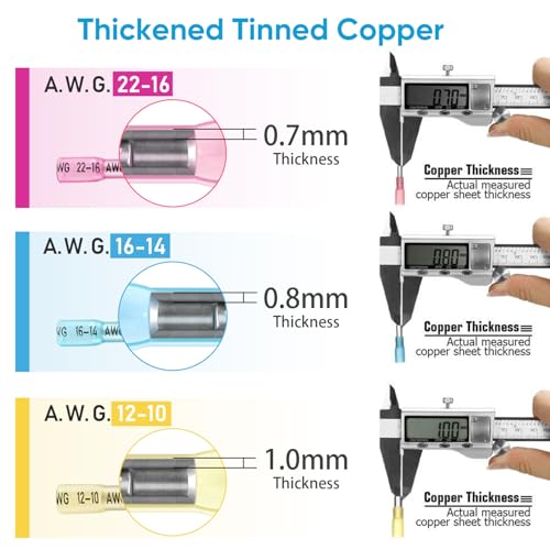 TICONN 250Pcs Heat Shrink Wire Connectors, Waterproof Automotive Marine Electrical Terminals Kit, Crimp Connector Assortment, Ring Fork Spade Butt Splices - style: 250PCS Combo