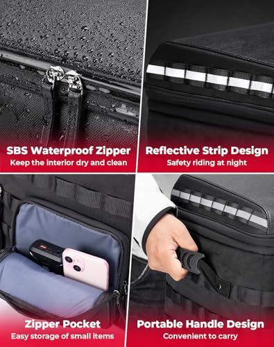 KEMIMOTO Folding Motorcycle Sissy Bar Tail Bag with Quick Access Window Expandable 53-60L Travel Luggage Helmet Bag for Touring Adventure Softail Road King Road Street Glide R 1250 1300 GS Tenere 700