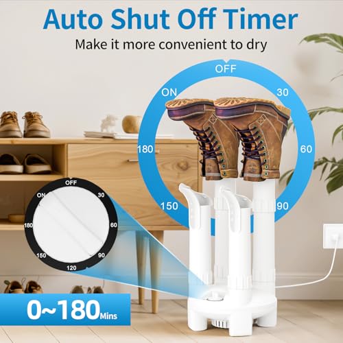 LAVIEAIR Boot Dryer, Shoe Dryer and Glove Dryer with Timer and Fan, White