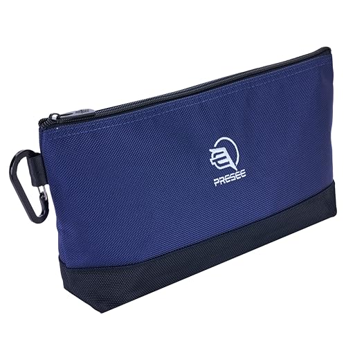 Tool Pouch Zipper Small Tool Bag Stand-Up Tool Pouches Organizer Small Tool Bags with Metal Carabiner, 1680D Duty for Tools, Stationary, Pencil Pouch, Pack of 1, 12.5 Inch Blue - color: 1 Pack, 12.5" Blue