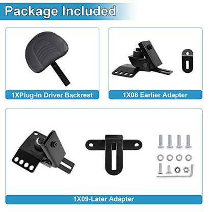Motorcycle Adjustable Plug-in Driver Backrest Compatible with for 1997-2024 Harley Touring Road King Street Glide Road Glide Electra Glide Black Detachable Rider Backrest - size: D Style