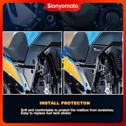 Fuel Gas Tank Pad Protector Stickers Decal Rubber Set Compatible with Tenere 700 T700 XTZ T7 Rally XTZ07 2019 2020 2021 2022 2023 5pcs Black PVC Rubber
