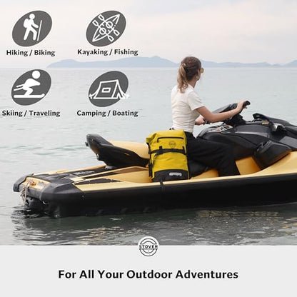 STOVER 5/10/25/30/40/55L Waterproof Dry Bag- Roll-Top Backpack w/Phone Case- Kayaking, Hiking, Camping, Boating- Men/Women - color: 40l Yellow (With Phone Case), size: 40L