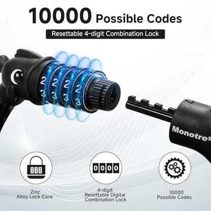 Bike Lock, 3.9 Feet 4-Digit Resettable Combination Password Anti-Theft Cable Lock, Cute Coiled Bike Locks with Mounting Bracket, Suitable for Bicycles, Electric Scooters, Ebikes (Black-10mm) - color: Black-10mm