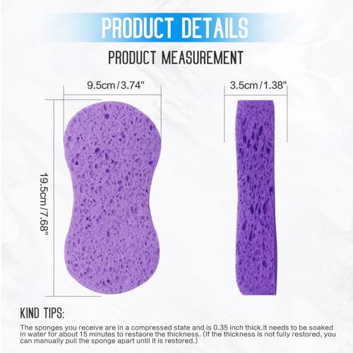 3PCS Car Wash Sponge, Heavy Duty Car Sponges for Washing, Car Accessories Large Sponges for Cleaning, Automotive Cleaning Supplies, Eco Friendly Sponge (7.68 x 3.74 x 1.38 Inch), Purple - color: Purple