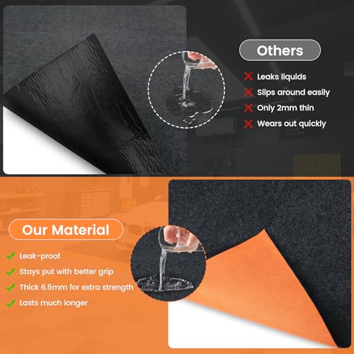 Heavy Duty Oil Spill Mat, 7' 2" x 8' 4", Premium Absorbent Oil Pad, Garage Floor Mat for Under Car, Protects Garage Floor from Spills, Drips, Splashes and Stains,Washable, Reusable - size: 7' 2" x 8' 4"
