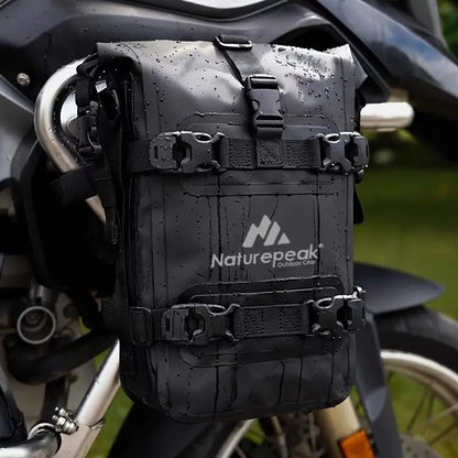 Motorcycle Rear Rack Bag 8L Waterproof Motorcycle Tail Bag PVC Pannier for Motorbike, Dirt Bike, Bicycle and Camping