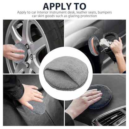 Automotive Polishing Pad - Microfiber Foam, Detailing Sponge, 5 Inch Round Applicator with Pocket for Waxing Buffing Conditioning Surfaces | Car Truck SUV Garage Rv Motorcycle Wheel Care Tasks Day