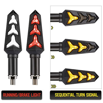 Sequential Turn Signal Motorcycle Blinkers LED Front Rear Flowing Indicators Daytime Running Light Universal Compatible with Harley Honda Kawasaki Suzuki Yamaha - color: B-Front&Rear