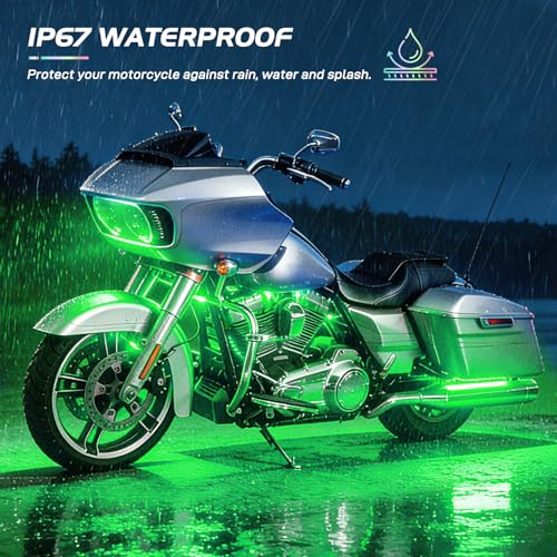 Nilight 8PCS Motorcycle RGB Led Light Kit Waterproof Multi-Color Atmosphere Lights Lamp with 4Key RF Wireless Remote for Harley Davidson Honda Kawasaki Suzuki, 2 Years Warranty (TL-42) - color: 8Pcs RGB LED Strip Lights