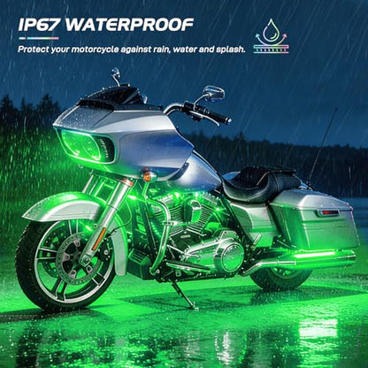 Nilight 18PCS Motorcycle RGB Led Light Kit Waterproof Multi Color Atmosphere Neon Accent Lights Lamp with RF Wireless Remote for Harley Davidson Honda Kawasaki Yamaha Suzuki - color: 18Pcs RGB LED Strip Lights