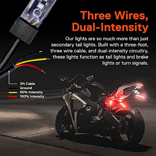 TRUE MODS 2pc 5" Red LED Motorcycle Turn Signal & Brake Tail Light Strip Kit [Waterproof] [Single Row] [50% Running] [100% Brake/Blinker] Self Adhesive Surface Mount Flexible Lamp for Dirt Bike ATV - size: 2pc 5", style: Red Tail Light