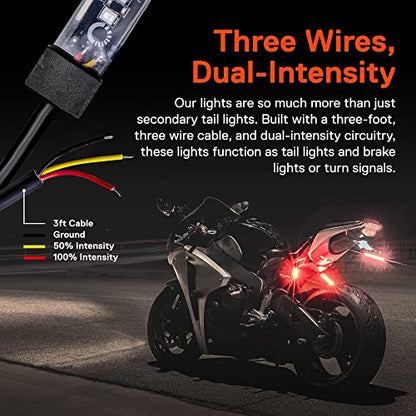 TRUE MODS 2pc 5" Red LED Motorcycle Turn Signal & Brake Tail Light Strip Kit [Waterproof] [Single Row] [50% Running] [100% Brake/Blinker] Self Adhesive Surface Mount Flexible Lamp for Dirt Bike ATV - size: 2pc 5", style: Red Tail Light