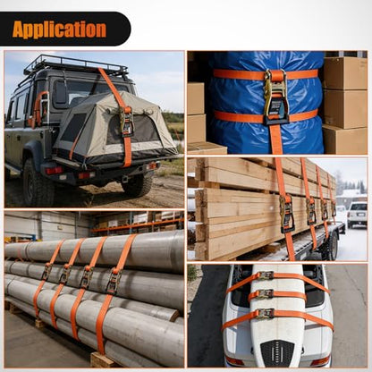 Nilight Flat Hook Ratchet Straps 4 Pack 2 in x 30 Ft Heavy Duty Tie Down Straps 10,000 Lbs Breaking Strength for Truck, Trailers Pickup Orange - color: 4 Pack 2 in x 30 Ft Flat Hook Straps