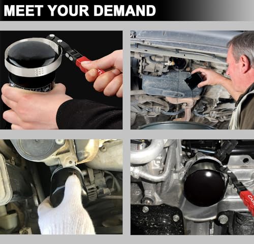 Standard Oil Filter Wrench, Oil Filter Wrench Tool Fits Filter from 3-1/4" to 3-6/7" for Cars, Motorcycles and SUV