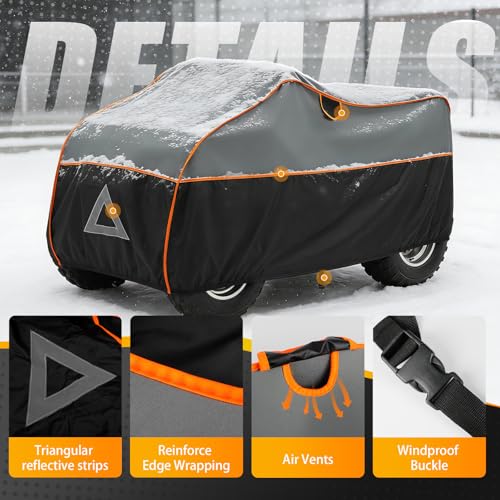 Specialized Hail Protector ATV Cover, Multi-Layered ATV Hail Blankets Protector Cover with 5mm Thick High Density EVA Cushioning Foam Pad and Reflective Stripes, 96(L) x 48(W) x 50(H) in - size: ATV