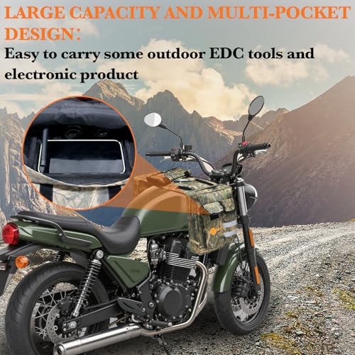 ATV Saddle Bag with Map Pouch & Cooler, Water-Resistant Hunting Tank Pack for All-Terrain Vehicles, Compatible with Most ATVs, Snowmobiles, Motorcycles & Bicycles (Camo Reed) - color: Camo Reed