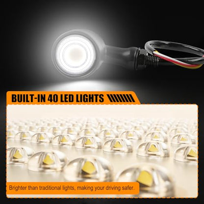 DREAMIZER Motorcycle Led Turn Signal Lights 2x, Bullet Blinker Motorcycle Front Turn Signal Light Compatible with Harley Honda Yamaha Kawasaki (Black/Yellow White Light) - color: B-Front/Black shell + yellow-white light