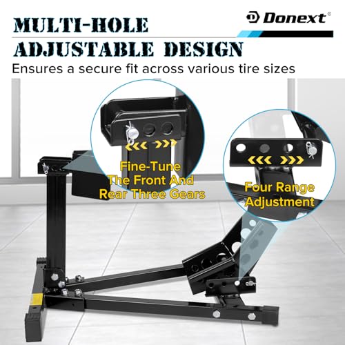 Motorcycle Wheel Chock, Motorcycle Front Tire Chock, 1500 lbs Heavy Duty Wheel Stand for 17"- 21" Wheels, Adjustable Detachable Motorbike Front Wheel Stand for Trailer(Black) - size: 1500lbs for 17"-21" Wheels（triangle）