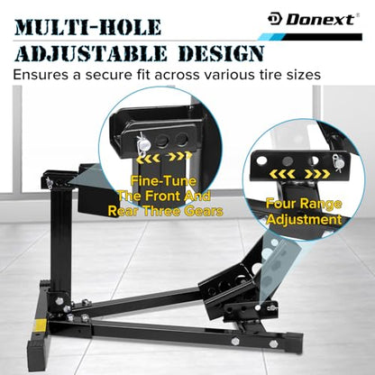 Motorcycle Wheel Chock, Motorcycle Front Tire Chock, 1500 lbs Heavy Duty Wheel Stand for 17"- 21" Wheels, Adjustable Detachable Motorbike Front Wheel Stand for Trailer(Black) - size: 1500lbs for 17"-21" Wheels（triangle）
