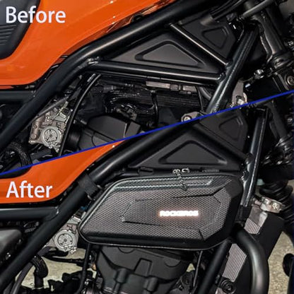 WOOGA Motorcycle Side Bag Waterproof,Tool Bag,Large Capacity,3.5 Gal (1.5 L),Hard Shell Carbon Look Water Stopping Zipper fit for Ho&nda REBEL CMX 250 CMX 300 CMX500 CMX 1100 (1 Pair Bag) - color: 1 Pair Bag