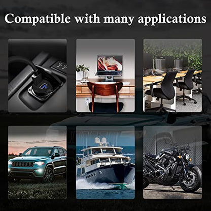 Alloy Dual Port USB 3.0 Car Dashboard Flush Mount Cable, Male to Female with LED Indicator Extension Cable for Car Truck Boat Motorcycle Dashboard Panel 1ft - style: Dual Port 1ft