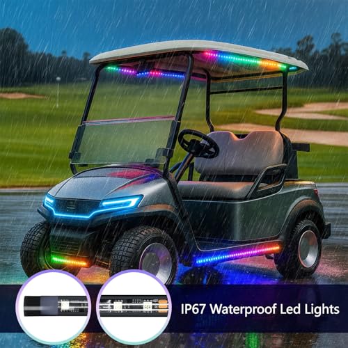 Marine Boat Lights Strip Battery Powered Golf Cart Light, 4 Pcs 24’’ 9V IP67 Waterproof Boat Interior Deck Courtesy Lights for Kayak Paddleboard Pontoon Skeeter Fishing Bass (Multi-color)