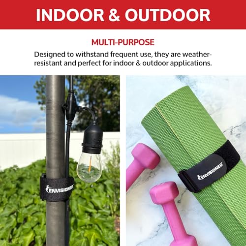 Reusable Cinch Straps 1.5" x 15" - 10 Pack, Multipurpose Strong Gripping, Quality Hook and Loop Securing Straps (Black) - size: 1.5" x 15"