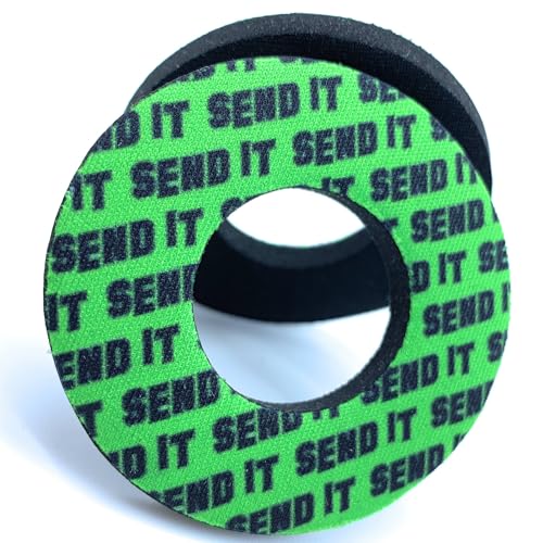SEND IT Grip Donuts for Motorcycle, Dirt Bike, BMX, ATV - Soft Foam Pads to Prevent Blisters - Universal Fit, Easy Install, Multiple Colors - Durable, Comfortable, Anti-Vibration Handlebar Accessories - color: Green