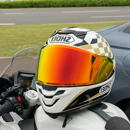 Shoei RF1400 X15 Helmet Visor Replacement Shield, Anti-Fog Sun Shield Accessory Compatible with RF-1400, X15, CWR-2, Z8, X-SPR PRO(Deep Red) - color: Deep Red