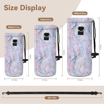 RICHEN Neoprene Water Bottle Carrier Bag with Adjustable Shoulder Strap,Insulated Water Bottle Cover for Stainless Steel/Glass/Plastic Bottles - color: BC-60, size: 750ml