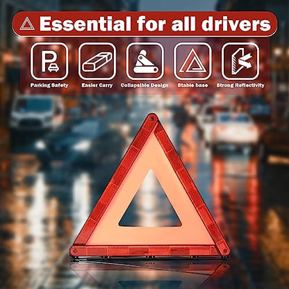 Emergency Warning Triangles, 6 Pack with Packaging Foldable Warning Reflective Triangle Warning Kit, Emergency Triangle for Vehicles, Car Road Reflective Kit for Vehicles Breakdown - size: 6 Pack