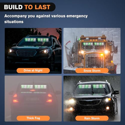 Nilight 32LED Green White Emergency Dash Strobe Lights with Controller Suction Cups Warning Hazard Interior Front/Rear Windshield Deck Split Light Bar for Truck Construction Vehicle - color: Green and White