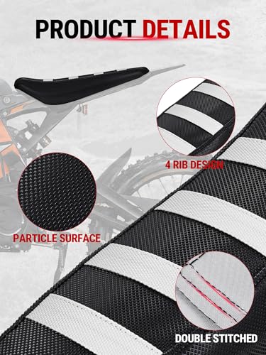 Electric Dirt Bike Seat Cover for Surron Light Bee,Non-Slip Motorcycle Cushion Cover for Sur Ron Light Bee X and S/X160/X260-White - color: White