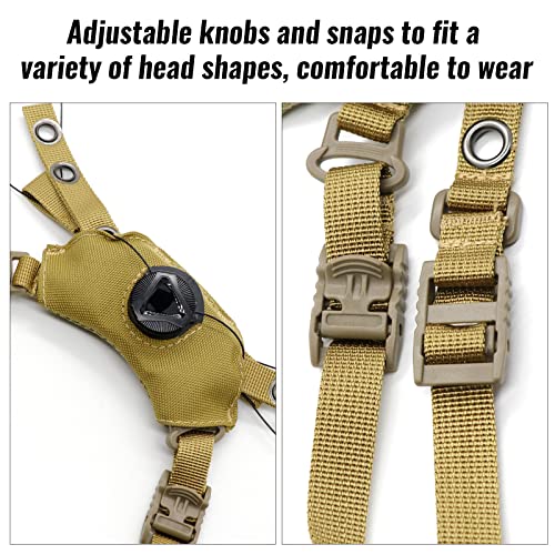 Tactical Helmet Chin Strap Adjustable Dial 4 Points Suspension System with Bolts and Screws for Tactical Fast MICH Bump Helmet Accessory - color: Khaki