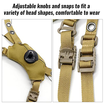Tactical Helmet Chin Strap Adjustable Dial 4 Points Suspension System with Bolts and Screws for Tactical Fast MICH Bump Helmet Accessory - color: Khaki
