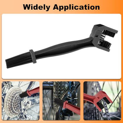 HARFINGTON 2Pcs Bicycle Chain Cleaning Tool Brush Motorcycle Chain Brush Crankset Brush Bike Clean Brush Kit for Gears Maintenance Cleaning Tools, Black