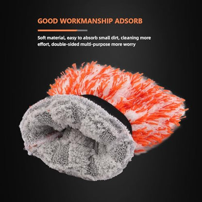 SPTA Microfiber Car Wash Mitt, 3Pcs Car Sponge Glove Wrapped in Soft, Plush Fiber Cloth Material, Safe Washing with Any Car Soap, Bucket, Foam Gun, Foam Cannon, Other Cleaning Supplies - color: 3pcs Microfiber Car Wash Mitt