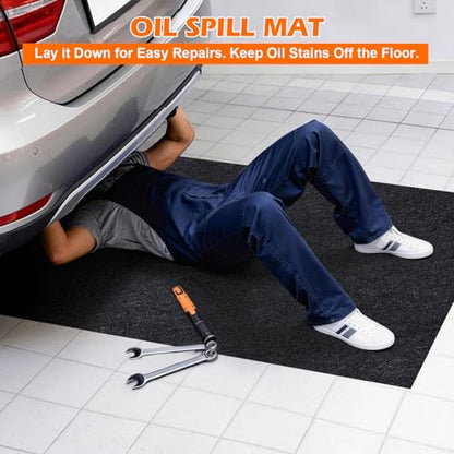 Grefinity Oil Spill Mat, 2 Pack 36" x 60" Oil Mat for Driveway, Under Car Pad for Garage Floor, Protects Against Oil, Chemicals & Stains with TPE Anti-Leak Backing, Reusable & Washable - size: 36"x60"（2 PCS）