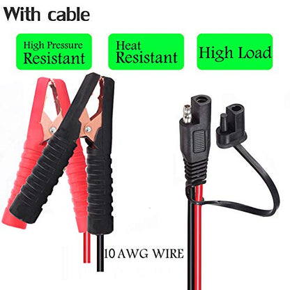 10AWG Battery Alligator Clips,SAE Quick Release Adapter to Alligator Clips with 2FT,SAE Clip Connectors Extension Charging Cable for Cars Motorcycles - size: 10AWG Alligator Clip to SAE