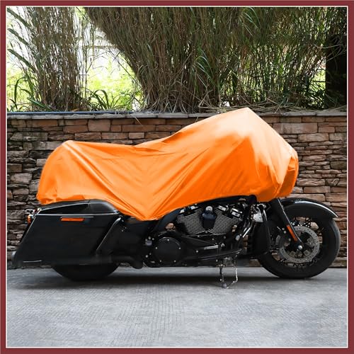 Motorcycle Cover Lightweight Half Cover Outdoor Waterproof Rain Dust Protector Orange XL Size for Most Full Dress Touring Cruiser Replace Parts