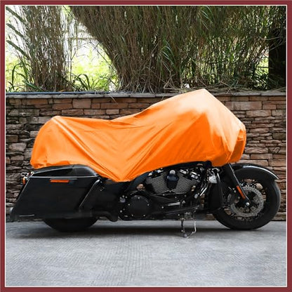 Motorcycle Cover Lightweight Half Cover Outdoor Waterproof Rain Dust Protector Orange XL Size for Most Full Dress Touring Cruiser Replace Parts