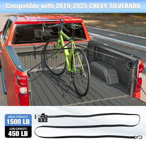 Upgraded Retractable Ratchet Straps Compatible with 2019-2025 Chevy Silverado GMC Sierra 1500 Accessories, 2 Pack Truck Bed Tie Downs Replacement for 2019-2026 Chevy Silverado - size: 2019-2025 Chevy Silverado