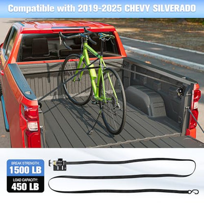 Upgraded Retractable Ratchet Straps Compatible with 2019-2025 Chevy Silverado GMC Sierra 1500 Accessories, 2 Pack Truck Bed Tie Downs Replacement for 2019-2026 Chevy Silverado - size: 2019-2025 Chevy Silverado