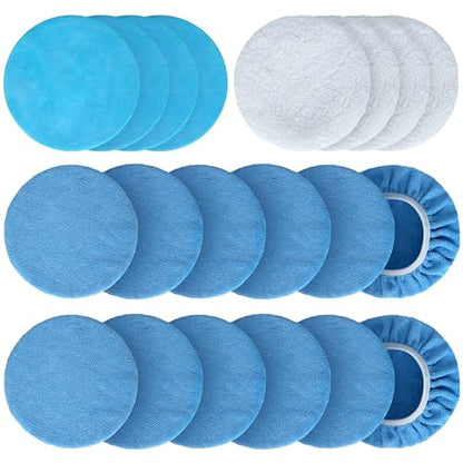 S SATC 20 PCS Car Orbital Buffer Pads Bonnet 7-8 Inch Microfiber Polishing Bonnet Buffing Pad for Car Polishing, Cleaning, Waxing - size: 7-8 Inch